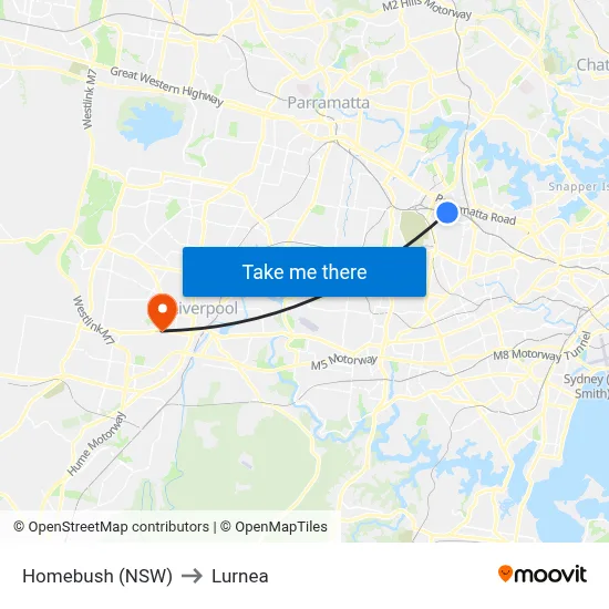 Homebush (NSW) to Lurnea map