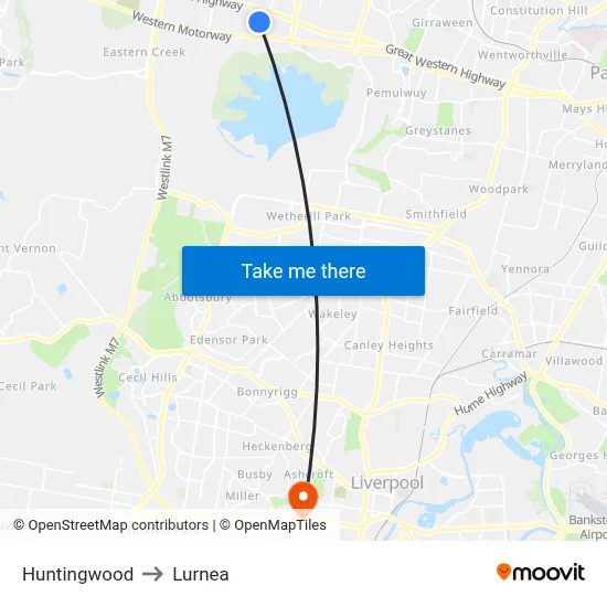 Huntingwood to Lurnea map