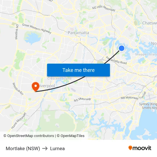 Mortlake (NSW) to Lurnea map