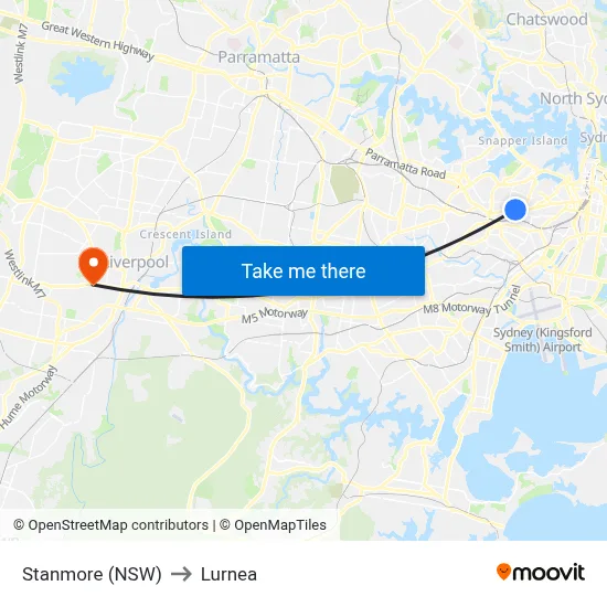 Stanmore (NSW) to Lurnea map