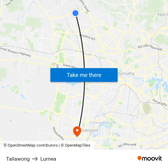 Tallawong to Lurnea map