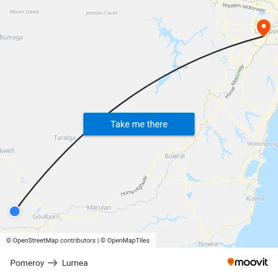 Pomeroy to Lurnea map