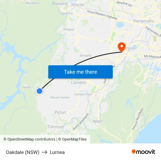 Oakdale (NSW) to Lurnea map
