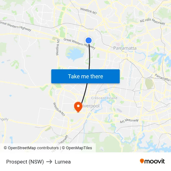 Prospect (NSW) to Lurnea map