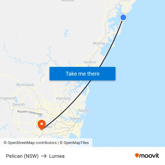 Pelican (NSW) to Lurnea map