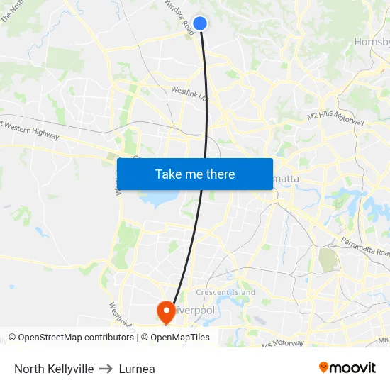 North Kellyville to Lurnea map