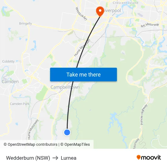 Wedderburn (NSW) to Lurnea map