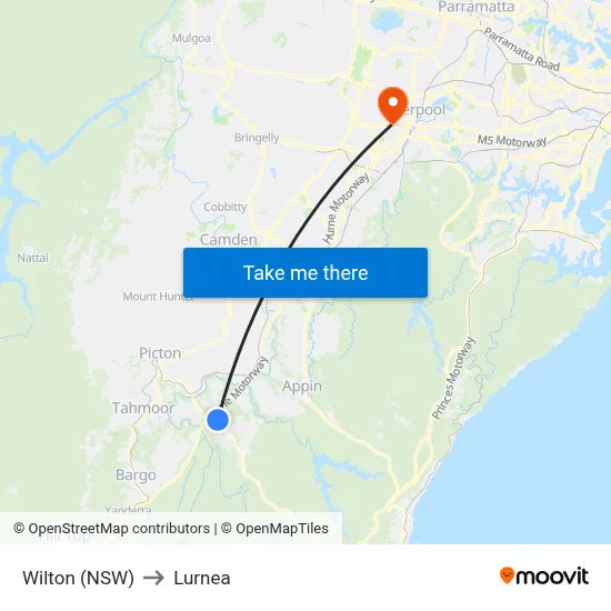 Wilton (NSW) to Lurnea map