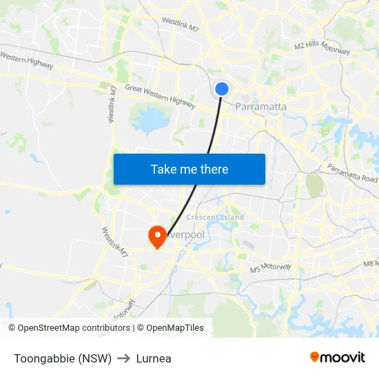 Toongabbie (NSW) to Lurnea map