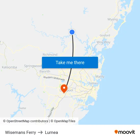Wisemans Ferry to Lurnea map