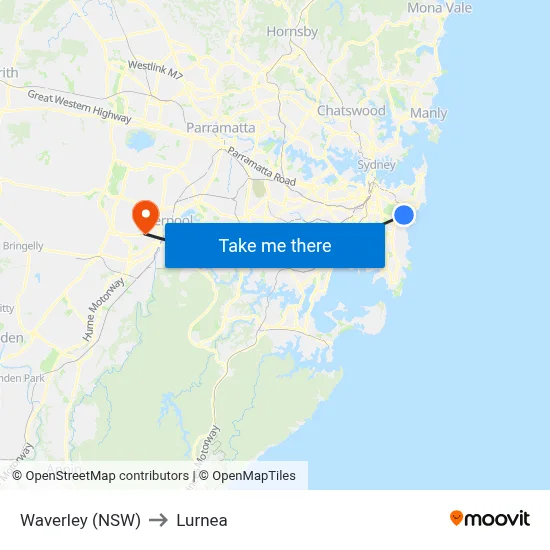 Waverley (NSW) to Lurnea map