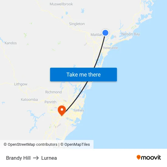 Brandy Hill to Lurnea map