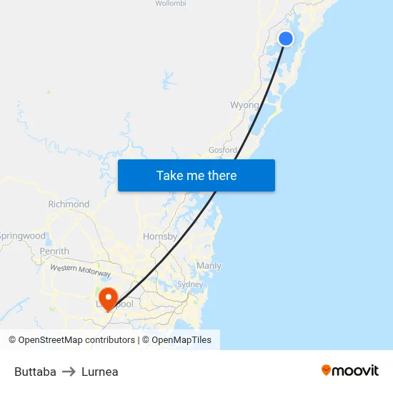 Buttaba to Lurnea map