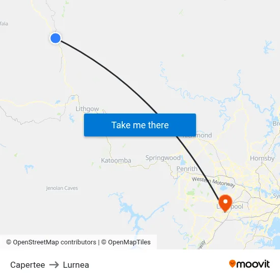 Capertee to Lurnea map