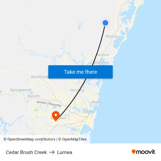 Cedar Brush Creek to Lurnea map