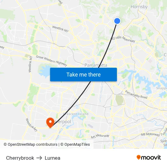 Cherrybrook to Lurnea map