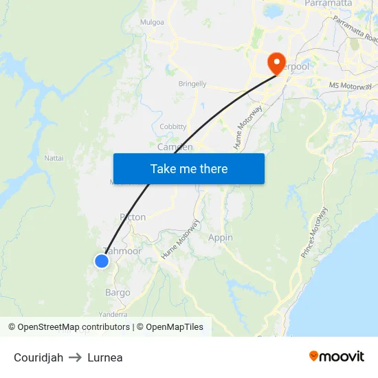 Couridjah to Lurnea map