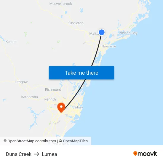 Duns Creek to Lurnea map