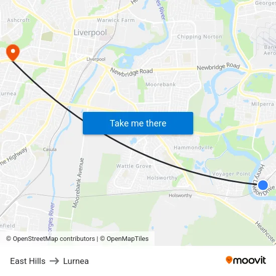 East Hills to Lurnea map