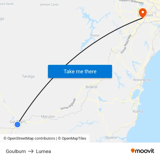 Goulburn to Lurnea map