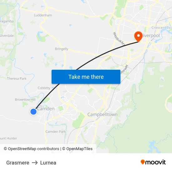 Grasmere to Lurnea map