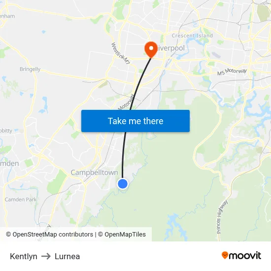 Kentlyn to Lurnea map