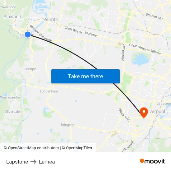 Lapstone to Lurnea map