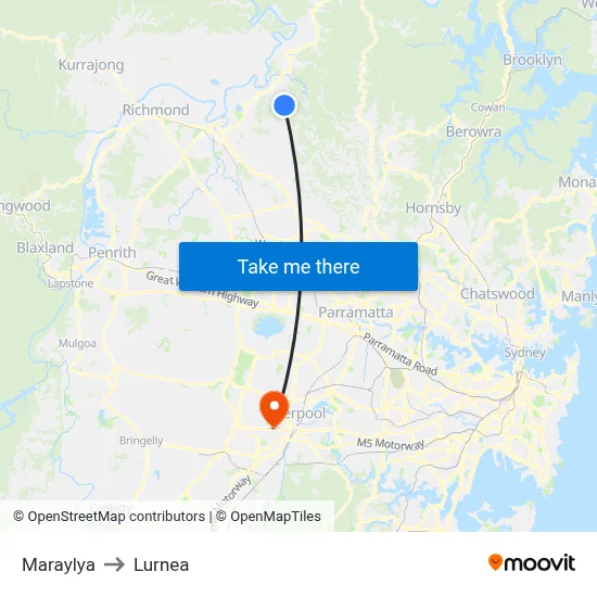 Maraylya to Lurnea map