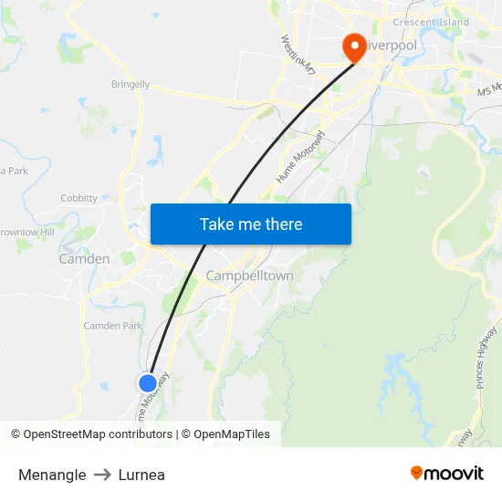 Menangle to Lurnea map