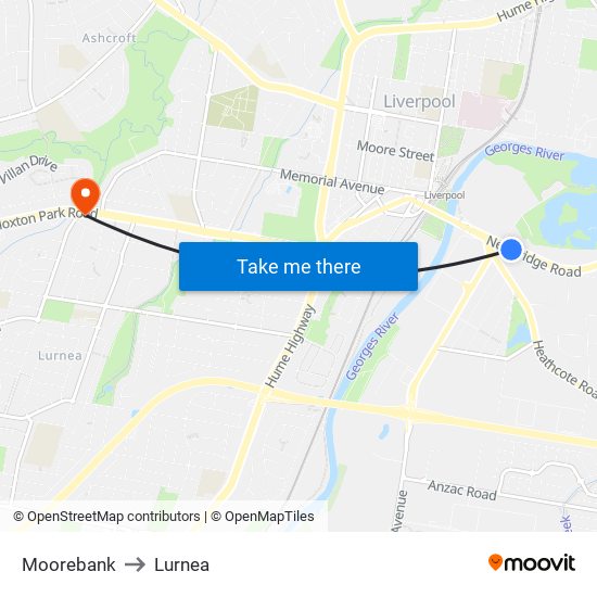 Moorebank to Lurnea map