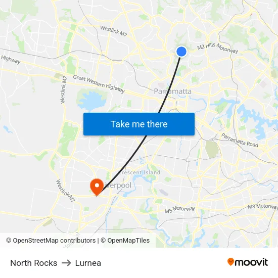 North Rocks to Lurnea map