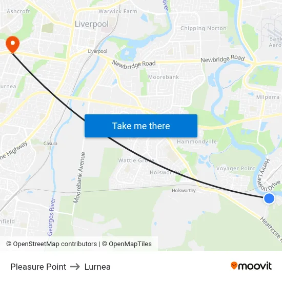 Pleasure Point to Lurnea map