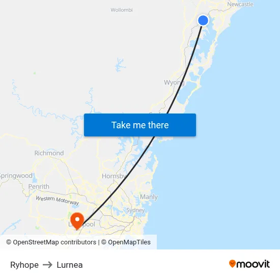 Ryhope to Lurnea map
