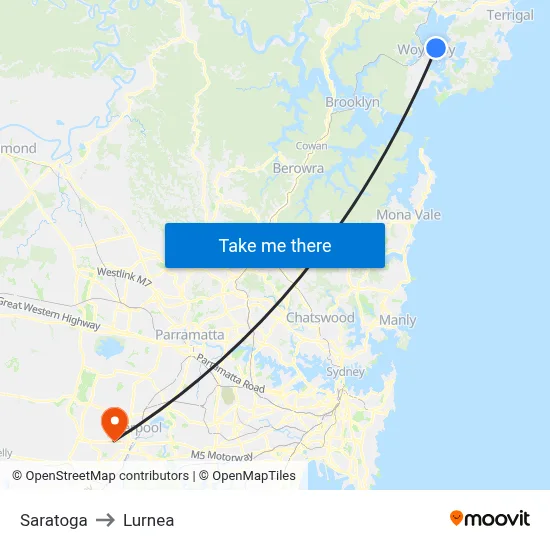 Saratoga to Lurnea map