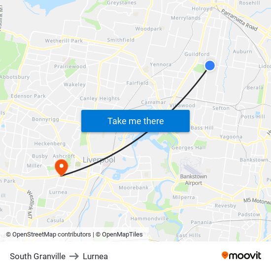 South Granville to Lurnea map