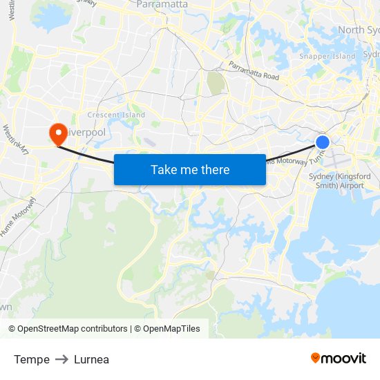 Tempe to Lurnea map