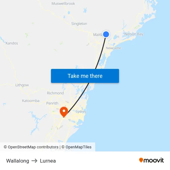 Wallalong to Lurnea map
