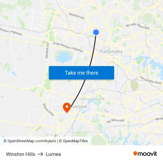 Winston Hills to Lurnea map