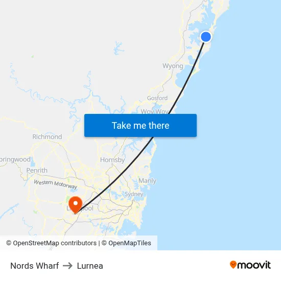 Nords Wharf to Lurnea map