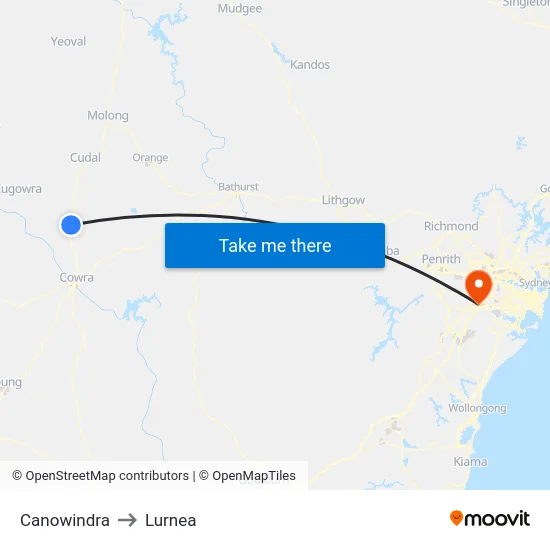 Canowindra to Lurnea map