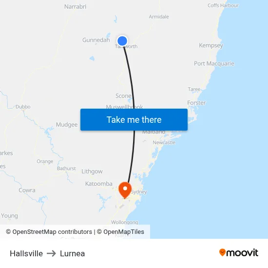 Hallsville to Lurnea map