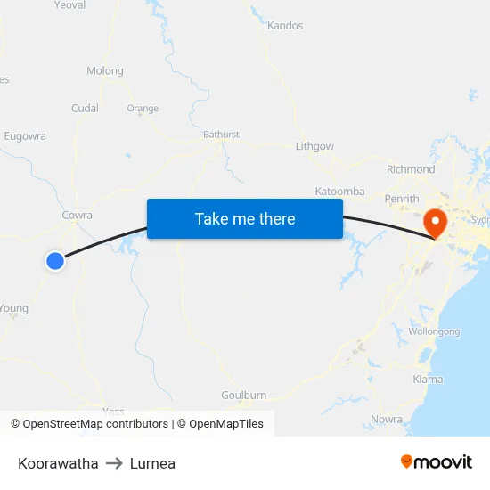 Koorawatha to Lurnea map