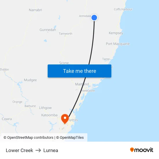 Lower Creek to Lurnea map