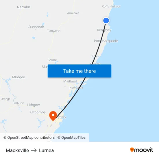 Macksville to Lurnea map