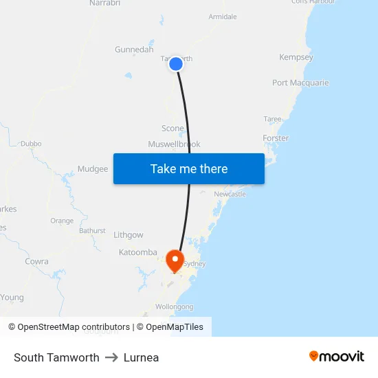 South Tamworth to Lurnea map