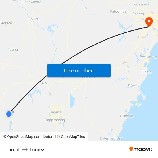 Tumut to Lurnea map
