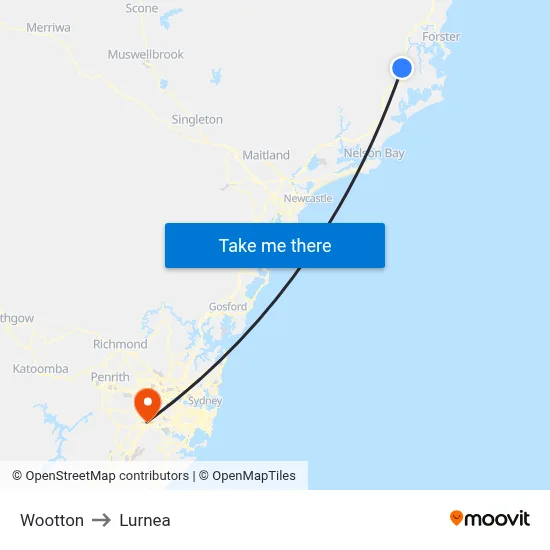 Wootton to Lurnea map