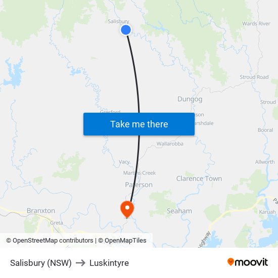 Salisbury (NSW) to Luskintyre map