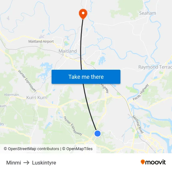 Minmi to Luskintyre map