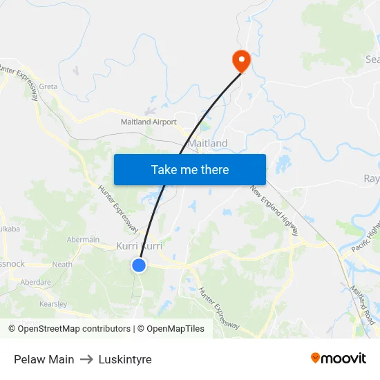 Pelaw Main to Luskintyre map